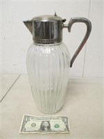 Vintage Glass Carafe Pitcher w/ Silverplate Top
