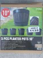 5 Piece Planter Pots 10”