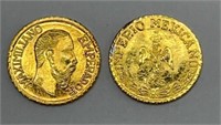 1865 Mexico Miniature 8k Gold Coins