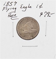 1857 RARE Flying Eagle One Cent Coin