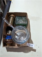 Glass Pot, Glass Box w/ Lid & Other