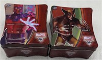 2x Marvel tins with trading cards