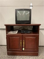 SAUDER TV/VCR CART WITH WHEELS & TV & VCR