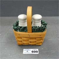 Longaberger Pottery S&P Shakers & Basket Caddy