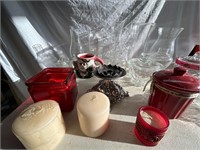 Box of Glassware & Candles