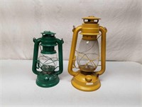 Green Yellow Tin Camping Barn Lanterns