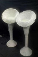 2 PC. White Wicker flower baskets