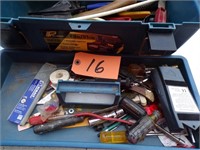 TOOL BOX OF TOOLS & ASSORTED ITEMS
