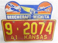 1941 Kansas License Plate with Topper