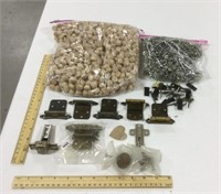 Hardware Lot w/ screws, wooden plugs, & hinges