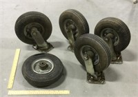 5 caster wheels 1 w/o metal bracket