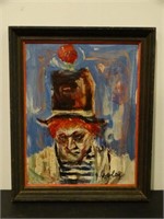 J. COOLEY - Oil on Board Painting - Clown