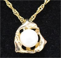 10K Yellow Gold Pearl Estate Necklace