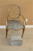 2pc Off White Chair and foot stool