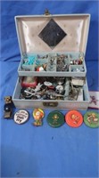 Costume Jewelry & Buttons in Jewelry Box