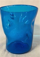 Turquoise Dimple Art Glass Hand Blown Vase Glass