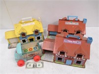 Vintage Fisher-Price Buildings & Truck - As Shown