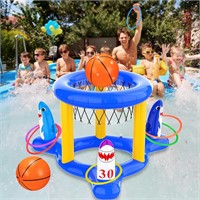 2-in-1 Pool Floats: Basketball Hoop & Ring Game