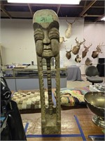 Primitive African art wood carb statue 40 in tall