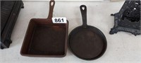 2 SMALL CAST IRON PANS