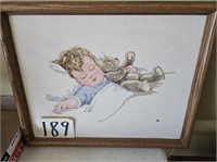 Cross Stitch Framed Baby Picture