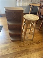 Wooden stool and shelf