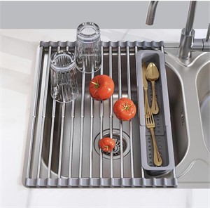 STAINLESS STEEL ROLL UP DISH DRYING RACK 18.5 X