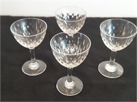 4pc Crystal Cordial Glasses Diamond Rain Optic