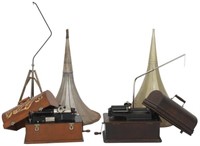 2 Edison Home Cylinder Phonographs w/ Horns