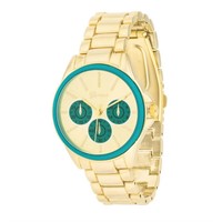 Gold-pl Teal Accent 40mm Chronograph Watch