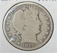 1915-D Barber Half Dollar (VF30)