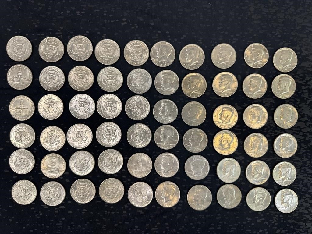 60 Kennedy Half Dollars (non-silver)