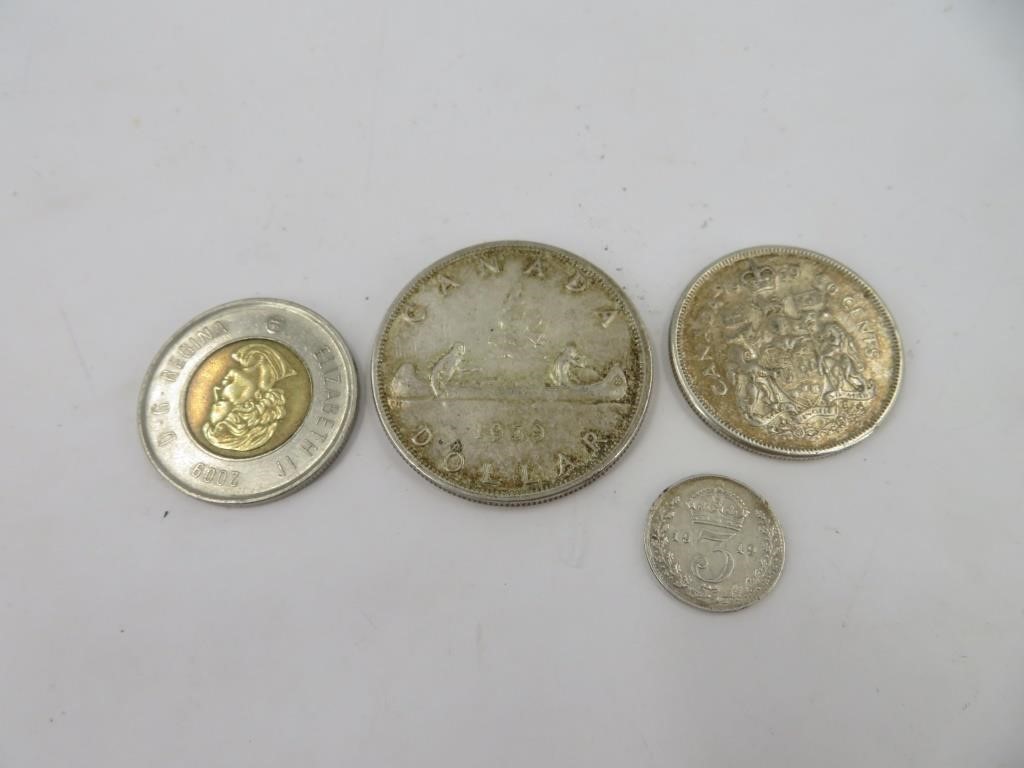 Dollar + 0.50$ Canada silver + pièce britannique