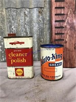 Shell wax can & Auto-King grease can