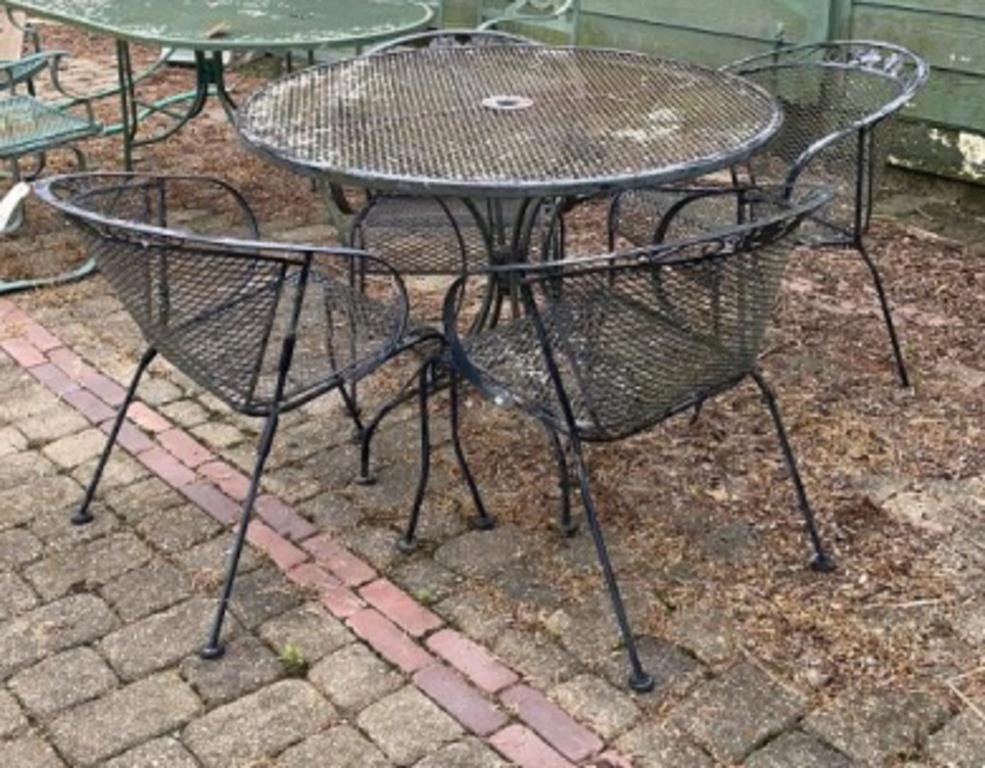 (2) METAL PATIO TABLE & CHAIRS