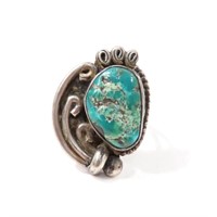VTG NAVAJO STERLING SILVER & TURQUOISE RING 6.5