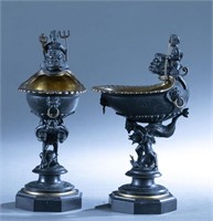 2 French gilt bronze coupes.