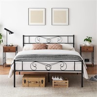 Full Bed Frame Platform Headboard Metal (read note