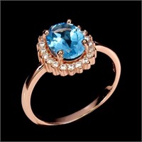 Natural  Swiss Blue Topaz Ring