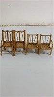 Set 4 bamboo & rattan doll chairs