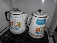 2 Dru Holland Dutch Enamel Coffee & Tea Pots