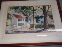 Framed & Glazed Residential Water Color Signed Lee