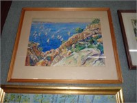 Framed & Glazed Rocky Coastline Signed  W. Thacker