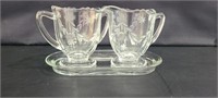 Etched glass Cream and Sugar set