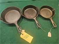 3 - Griswold Small Logo Skillets N0 3, 4, 5