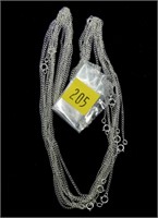 Lot, ten 18" sterling silver chains, new,