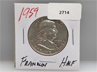 1959 90% Silver Franklin Half $1 Dollar
