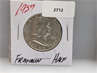 1957 90% Silver Franklin Half $1 Dollar