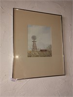 Windmill framed picture 28.5 x 22.5 inches