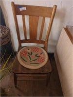 Antique chair has cracked seat